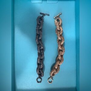 Pavé chain link bracelets in gunmetal and rose gold